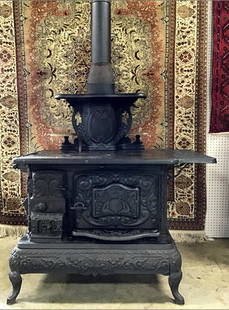 Extremely Rare New Cappello Wood Cook Stove: You will look long and hard to find a stove like this and condition. Very ornate and decorative. There has been an early repair on the top however, it does not affect the usage or appearance of this l