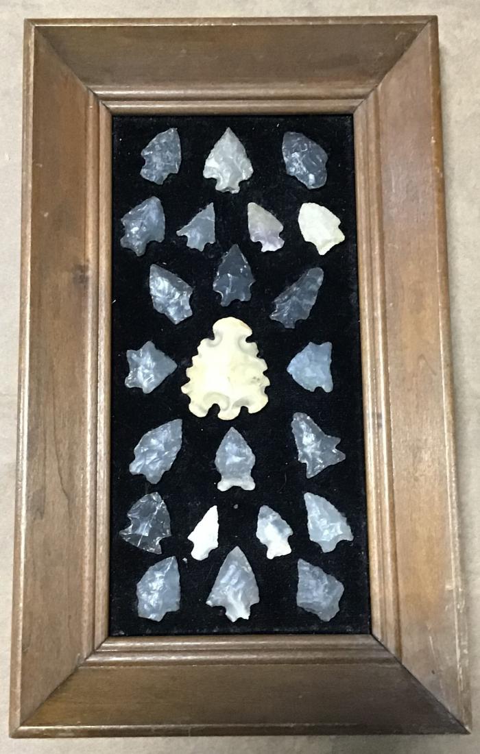 Framed Lot of 23 Points and Arrowheads (1 of 3)