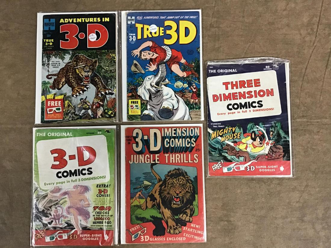 Lot of 5 3D Comics: Might Mouse, Jungle Thrills and others