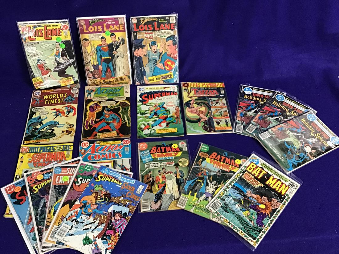 Lot of 20 assorted comics: Lois Lane, Tarzan, Batman, World's Finest, SuperStar Holiday Special, Superman and others