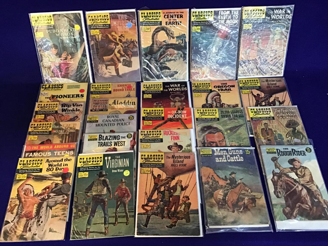 Lot of 25 Clasics Illustrated: The War of The Worlds, The Invisible Man, Famous Teens, Rip Van Winkle, The Virginian, Kights of the Round Table and others
