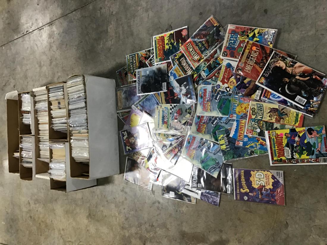 Lot of approx 1,250 + or - assorted comics: Devil, Werewolf, Justice League, Daytona 500, War Stories, Sgt. Rock, Kiss, Arcie, Superman and many, many others