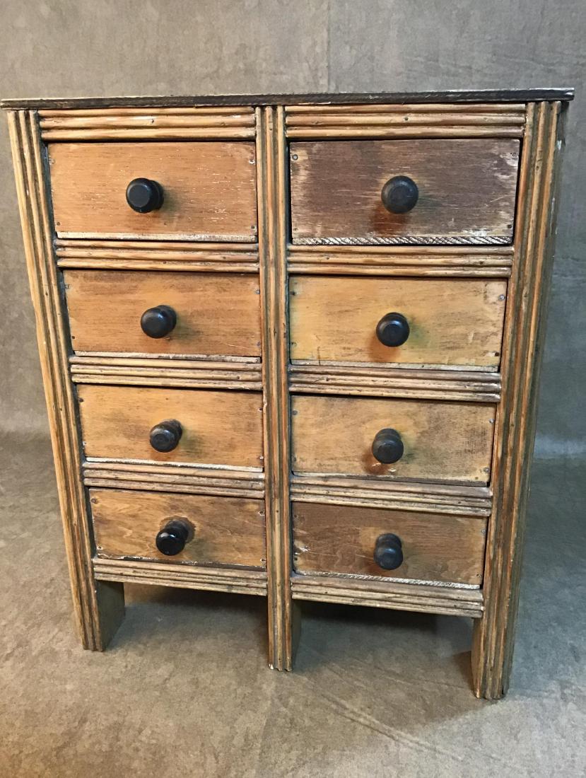 Tramp Art Handmade 8-Drawer Spice Cabinet: Drawers are made out of Vintage cigar boxes- unique piece. Found condition