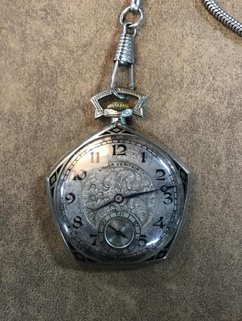 14K GF Gruen Pentagon Pocket Watch: 17J, SN 533841. Working order