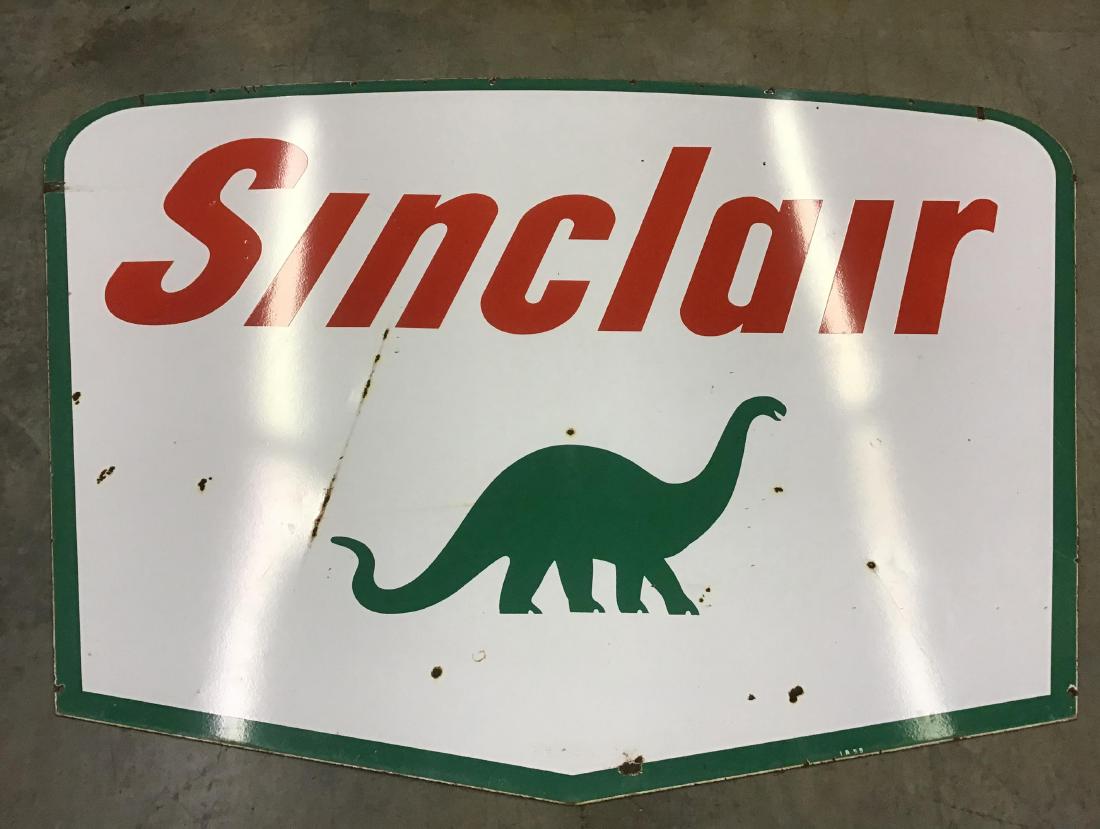 Porcelain Double Sided Sinclair Dino Sign