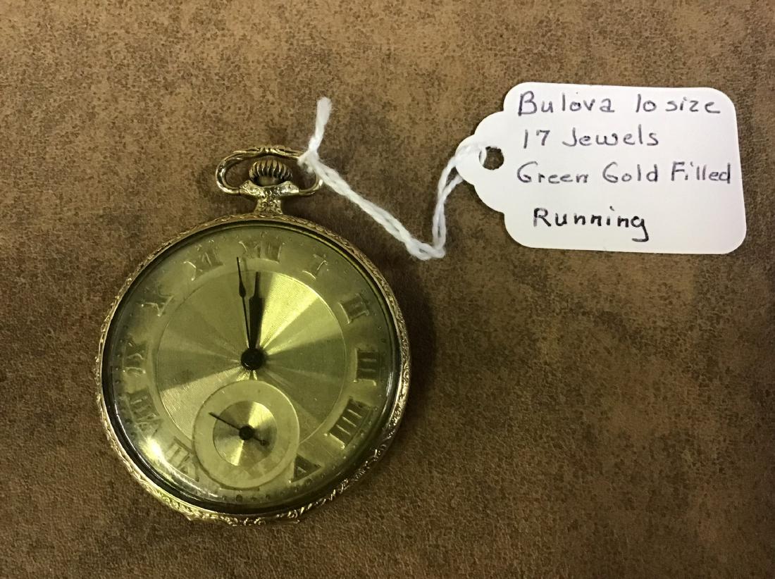 Bulova 10 Size 17 Jewel: Green Gold Filled Running- VGC