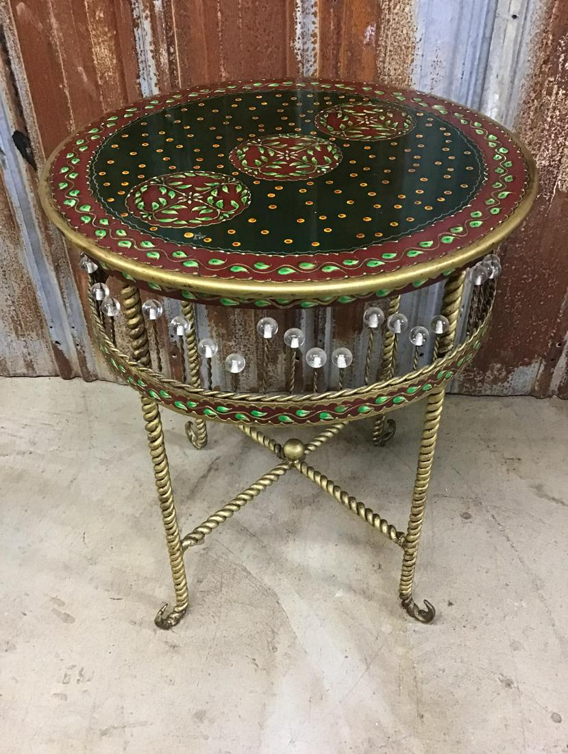 Hand Painted Decorative Iron Occasional Table: Very Heavy