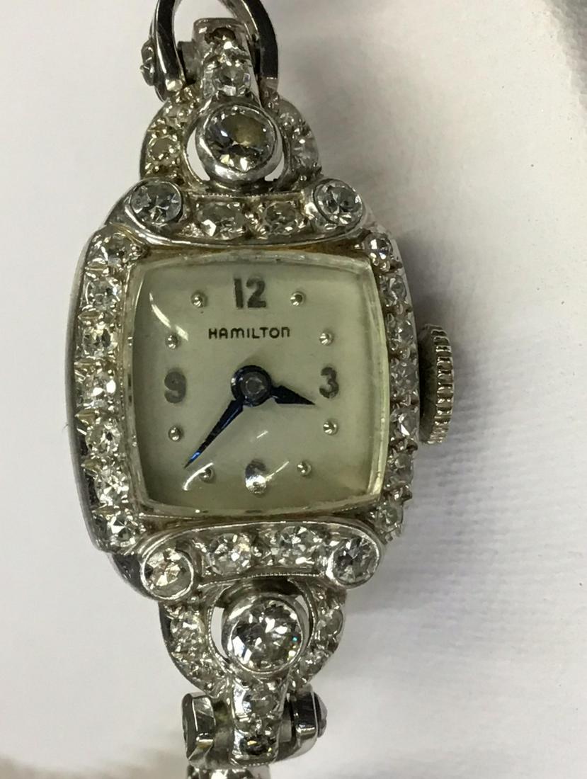 14K Gold and Diamond Vintage Art Deco Hamilton Ladies: Will need to be serviced, inscribed on back, Mary from Mother, 3-21-1941