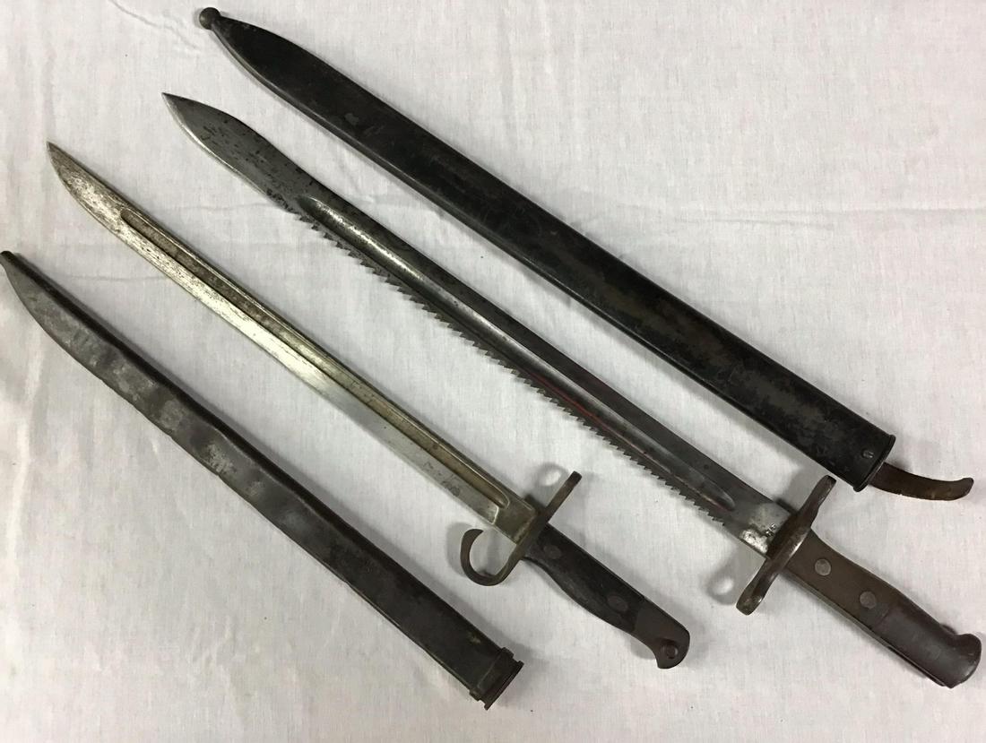 Lot of 2 Bayonets with Scabbard: Sawblade HS56740, found used condition.