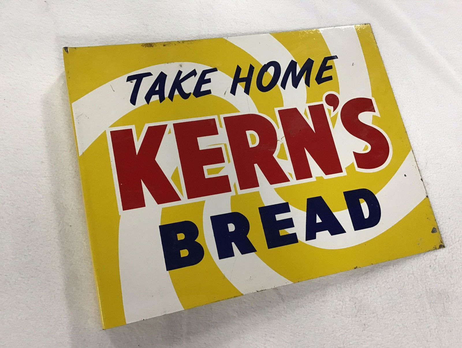 Flange Kerns Bread Sign: Minor rust, 18 Inches x 14 Inches