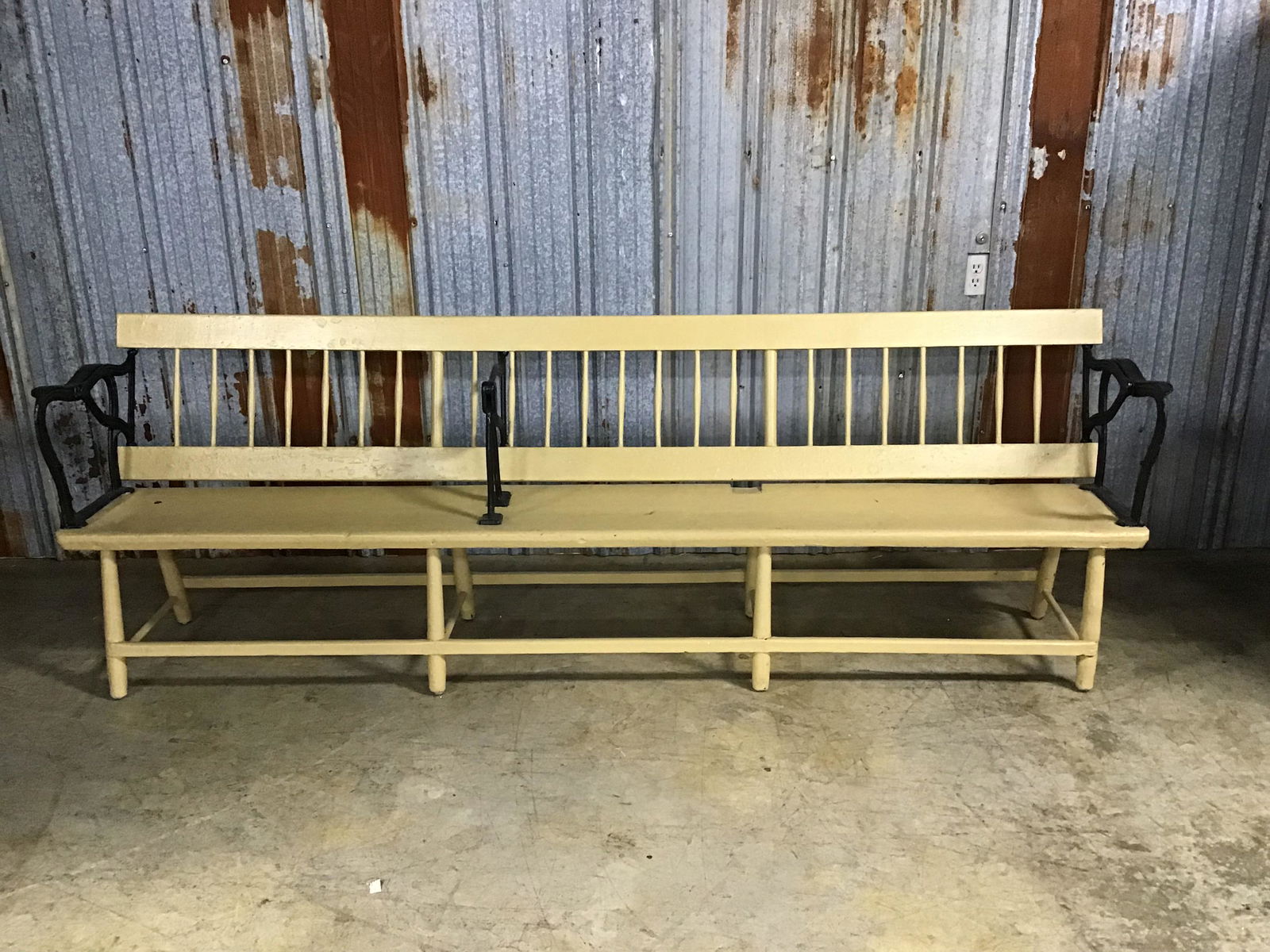 Reversable Railway Station Bench: Does have cut out in seat-See Photos 97 1/2"L X 31 1/2"T