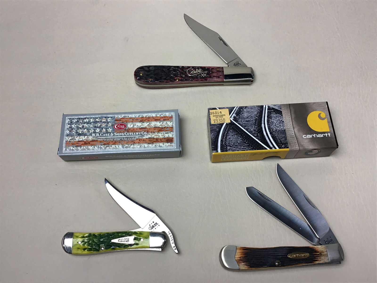 Lot Of 3 Case XX Pocket Knives: #61953, #6143, Carhart #6254