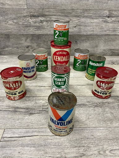 Lot Of 10 Vintage Oil And Grease Cans