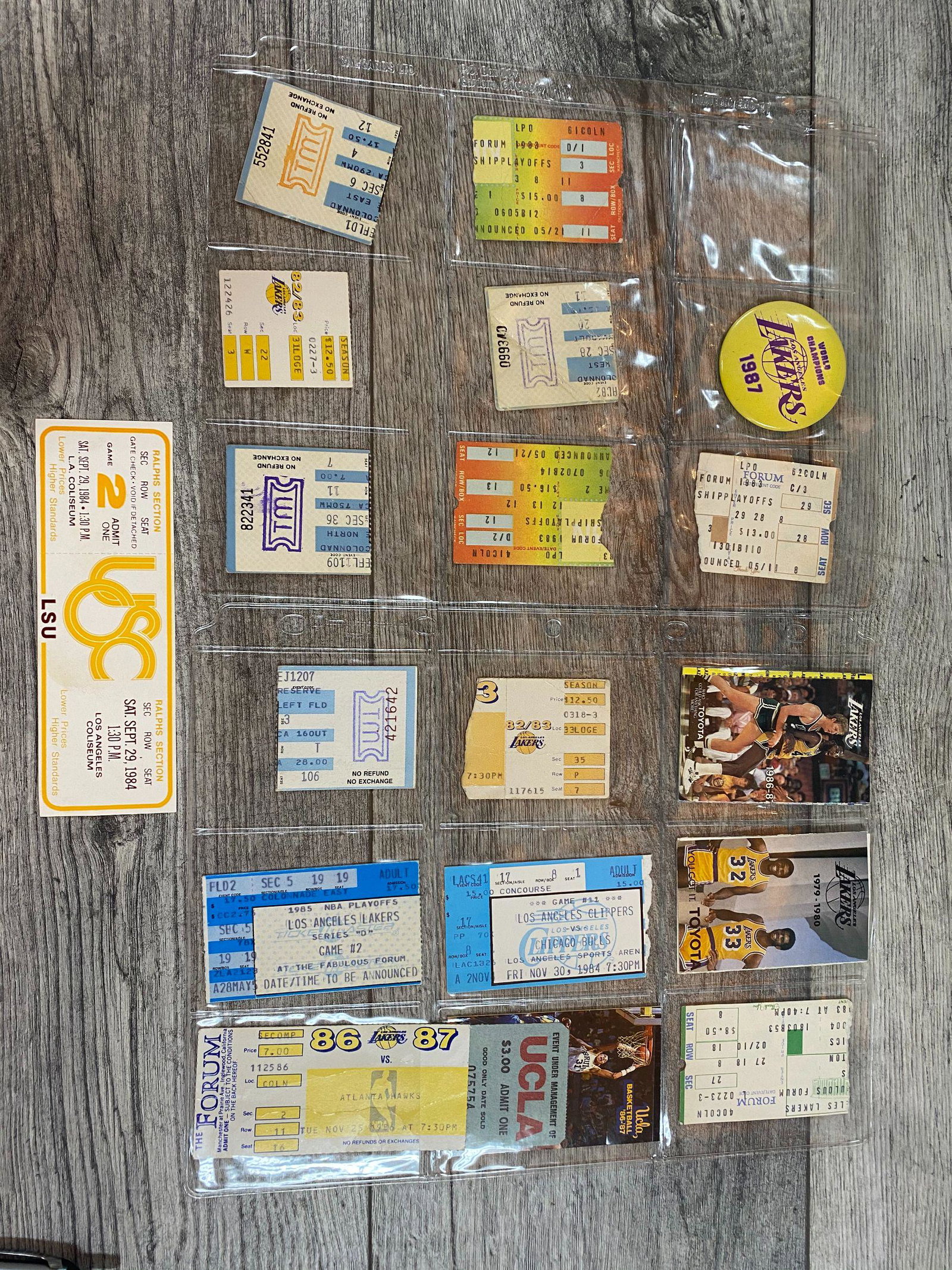 LAKERS TICKET STUBS: LAKERS TICKET STUBS. SOLD AS IS. BUYER ASSUMES ALL RISKS AND RESPONSIBILITY, WE CANNOT GUARANTEE OR AUTHENTICATE