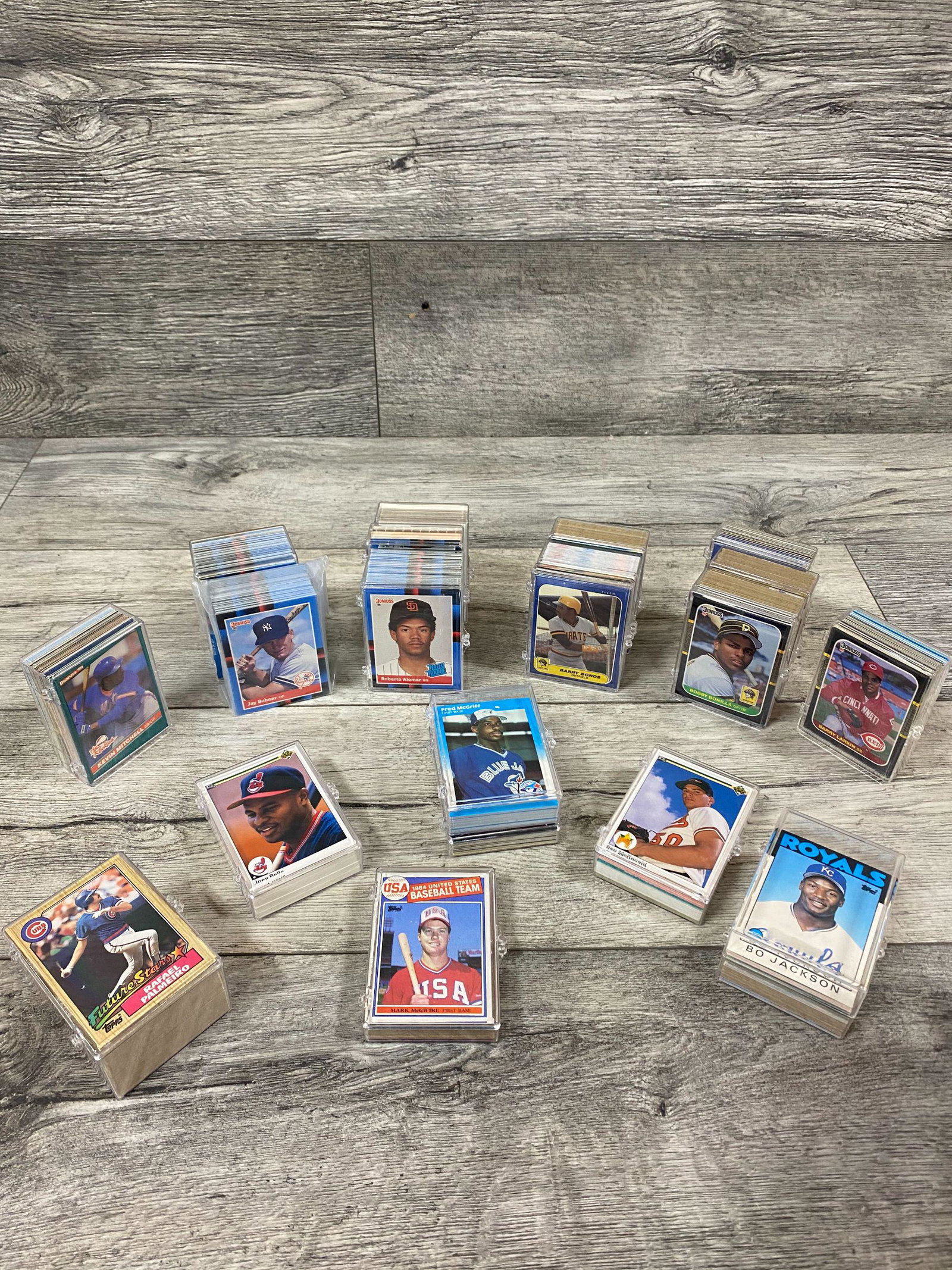 1980'S RC'S- DONRUSS, FLEER, UPPER DECK, TOPPS AND LEAF: MARK MCGUIRE, BARRY BOMNS, BO JACKSON AND MORE. 1000+ CARDS