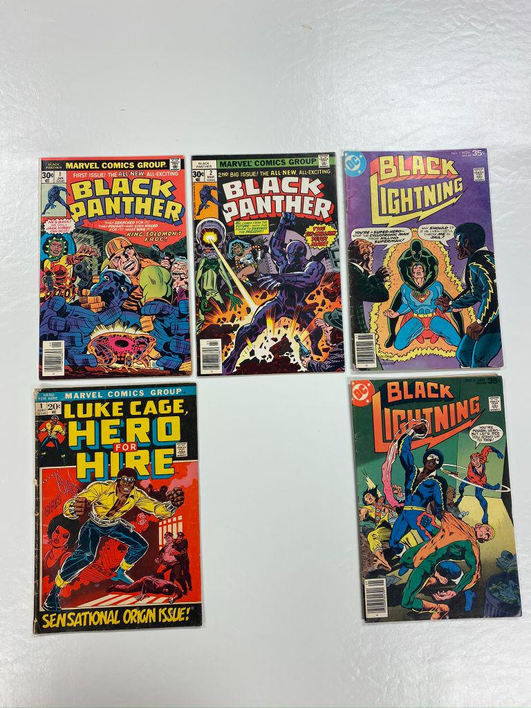 Lot of 5 Comics: Black Lightning, Black Panther, Luke Cage Hero for Hire