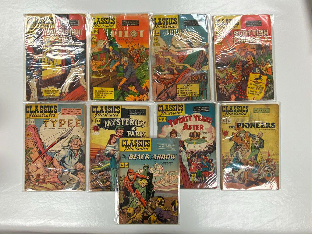 Lot of 9 Early Classics Illustrated Comics: Lot of 9 Early Classics Illustrated Comics
