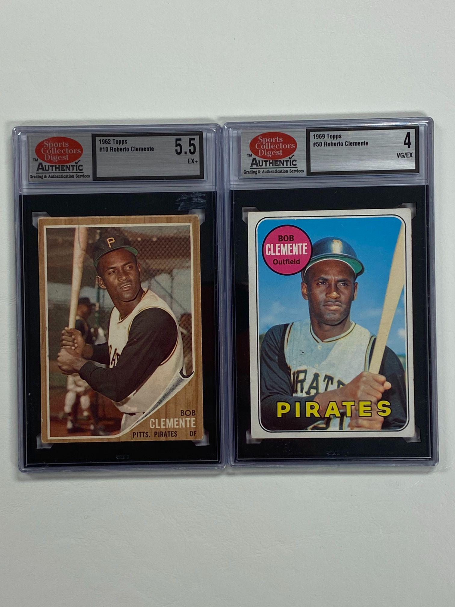 Lot of 2 Roberto Clemente, 1962 Topps and 1969 Topps: Lot of 2 Roberto Clemente, 1962 Topps and 1969 Topps
