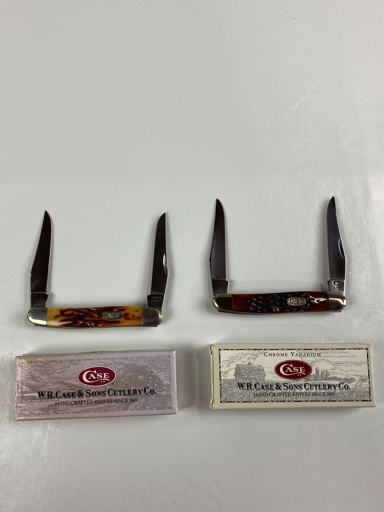 2 NIB CASE XX POCKET KNIVES: BONE MUSKRATS