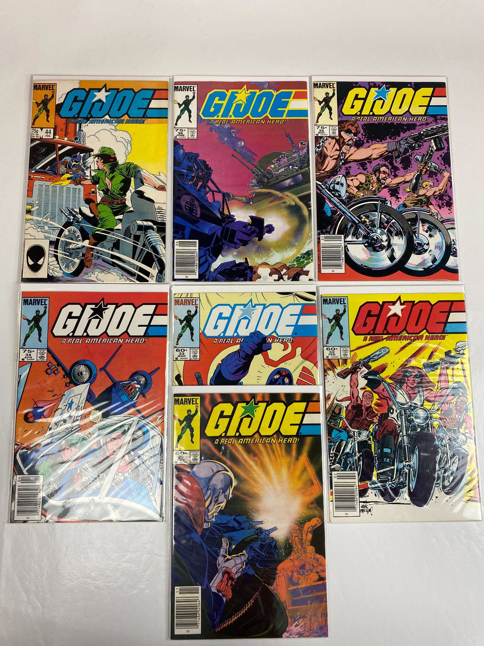 Lot of 7 G.I. Joe Comics: #s 29,32,33,34,35,36,44