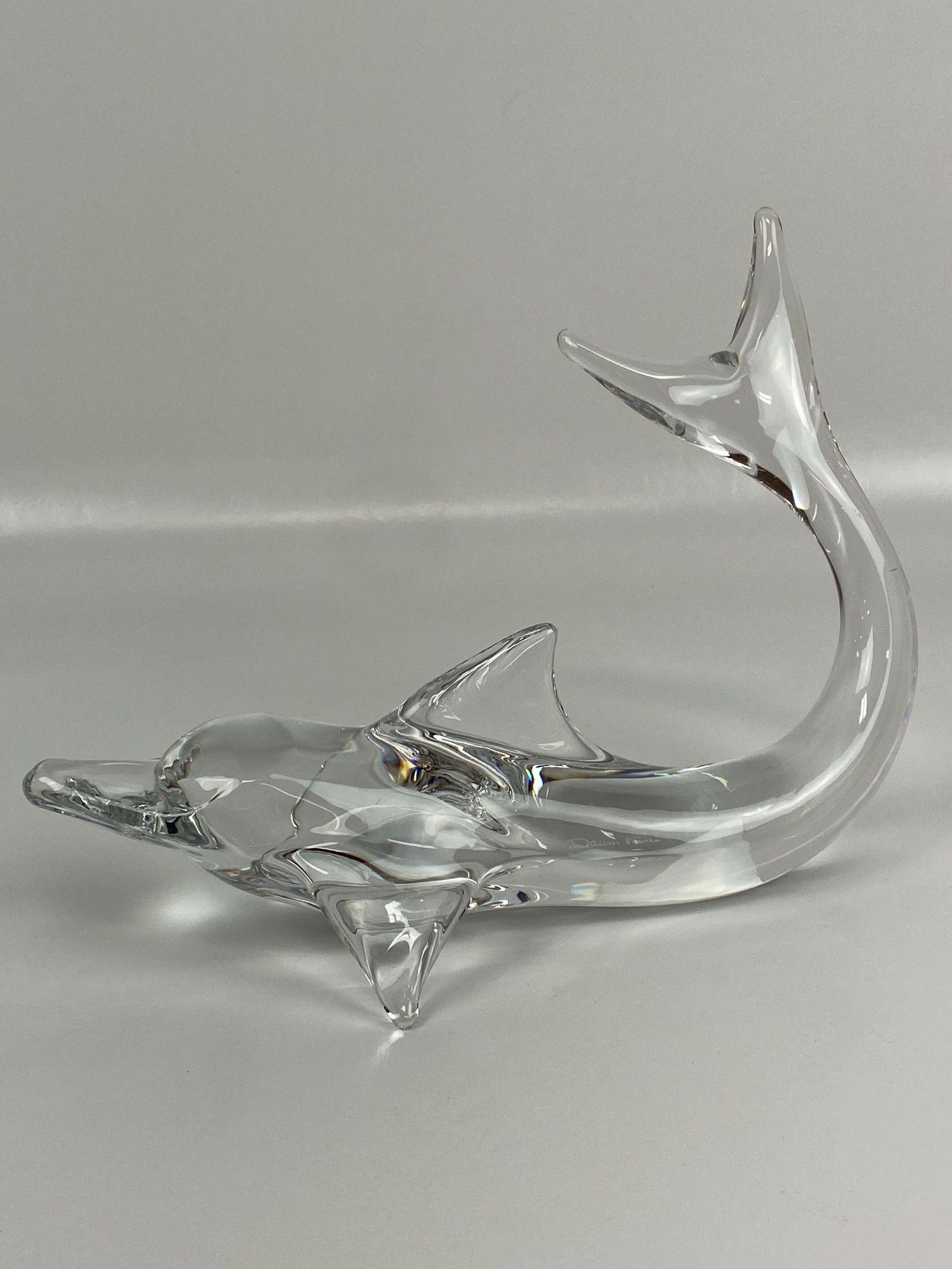 DAUM FRANCE CRYSTAL SHARK: APPROX 10IN LONG. EXC PRE-OWNED COND. NO BOX.