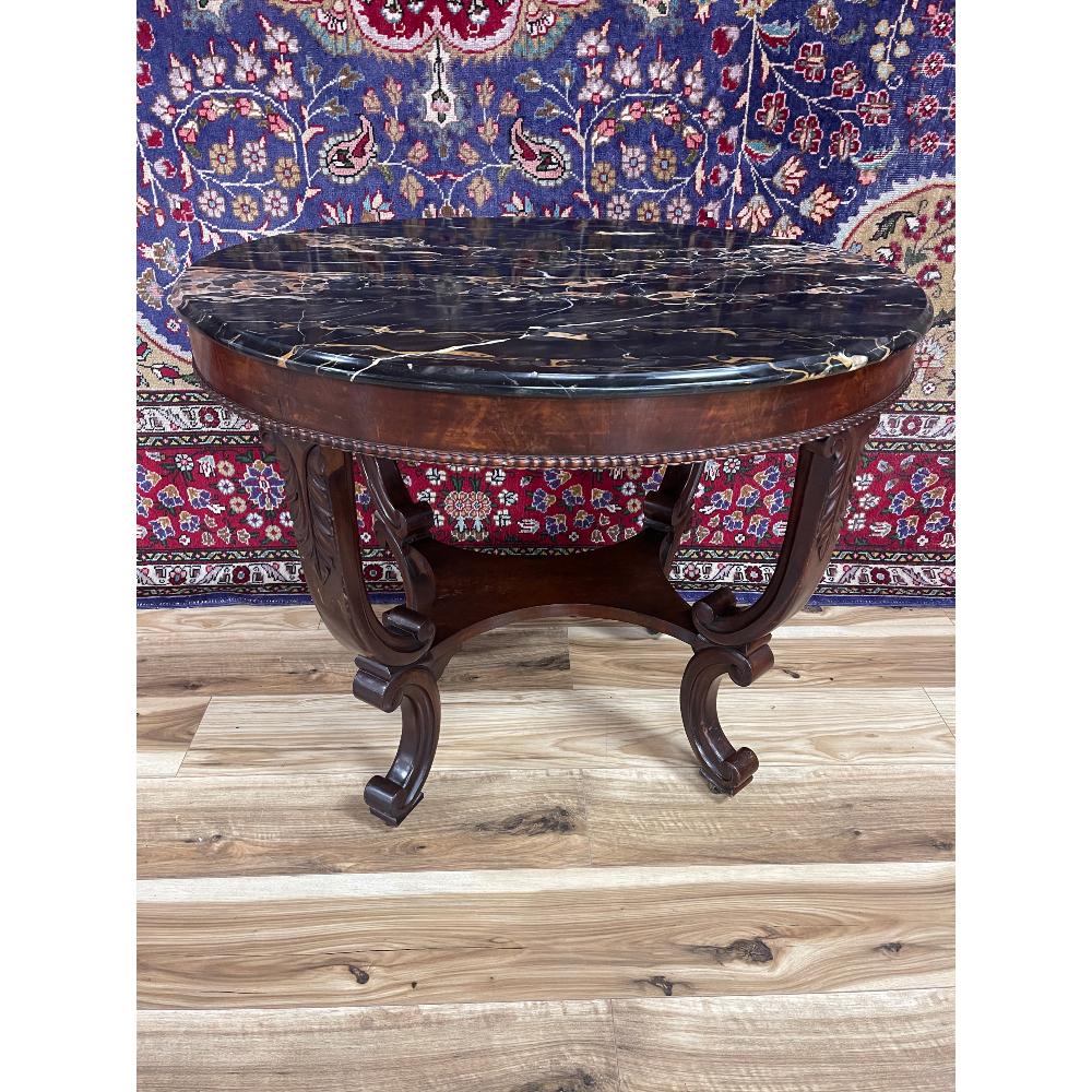 Large Flame Mahogany Oval Marble Top Table (1 of 6)