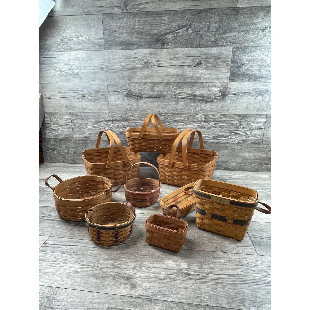 Lot of 9 Longaberger Hand Wooven Baskets (1 of 4)