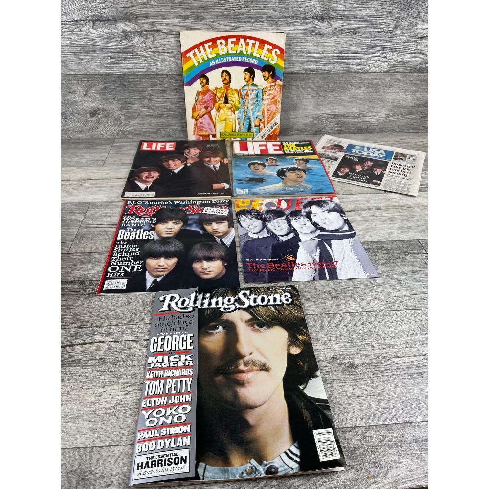 Lot of Beatles Magazines: Life, Rolling Stone, USA Today, The Beatles - An Illustrated Record.