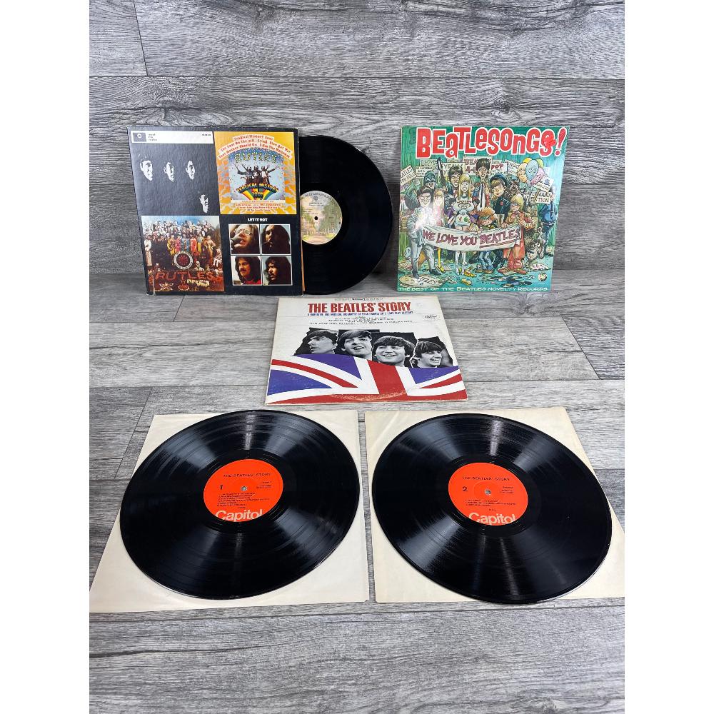 Lot of 3 Novelty Beatles Albums: The Beatles Story, Beatlesongs, and The Rutles.