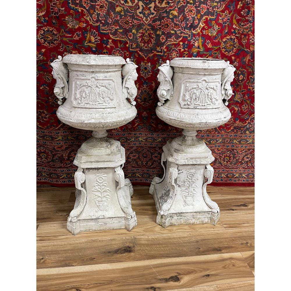 Pair of Painted Metal Victorian Style Garden Urns. (1 of 5)