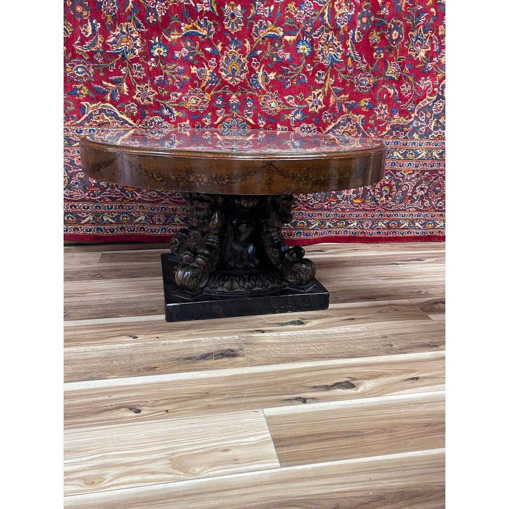 19th Century Italian Carved Wood Figural Glass Top Table. (1 of 4)