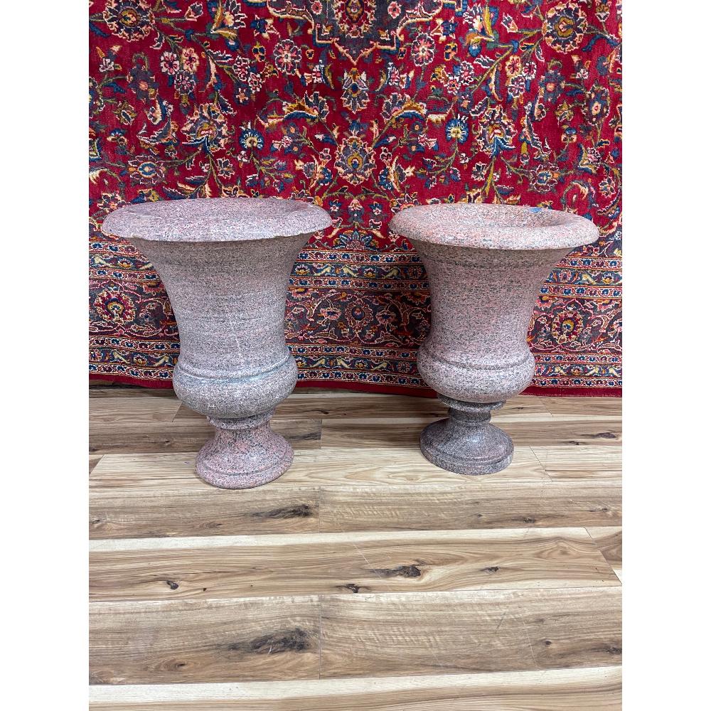 Pair of Two, 2 Piece Bell Form Granite Urns. (1 of 4)