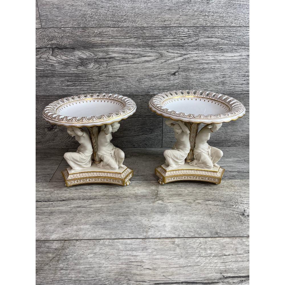 Pair of Antique Copeland Porcelain Figural Compotes. (1 of 5)