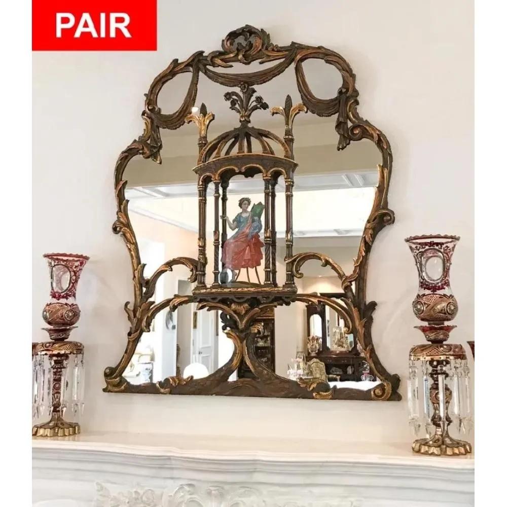 Pair of Large 19C French Carved Luis XV Mirrors (1 of 6)