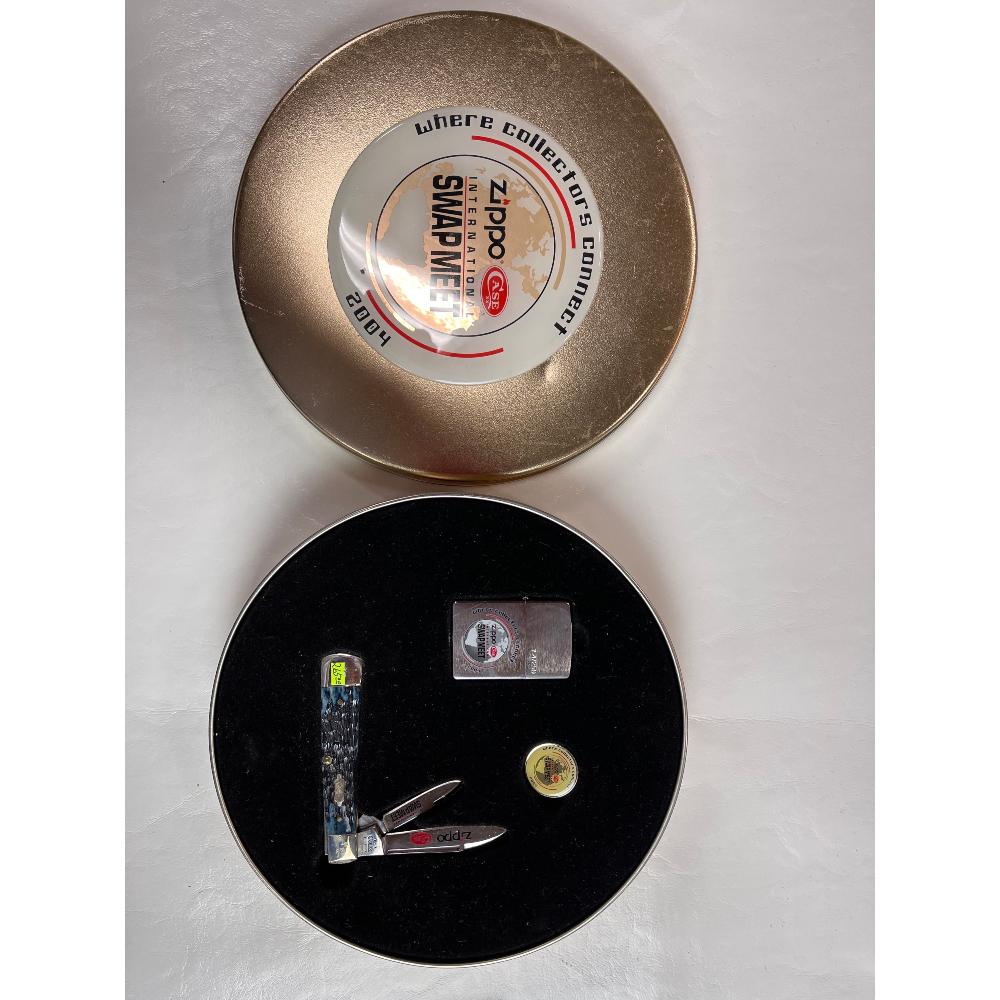 2004 Zippo Case Xx International Swap Meet Lighter And Knife With Case