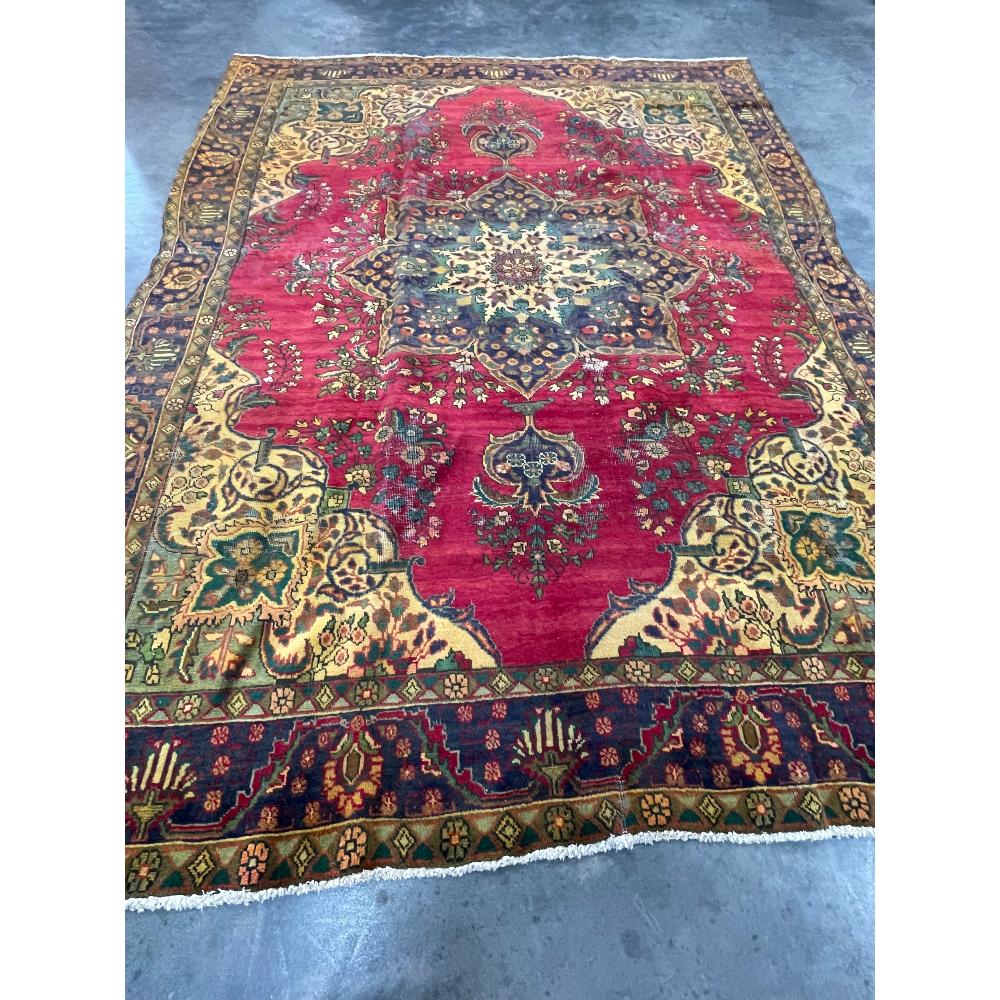 Antique Persian Tabriz Hand Knotted Wool Rug (1 of 4)