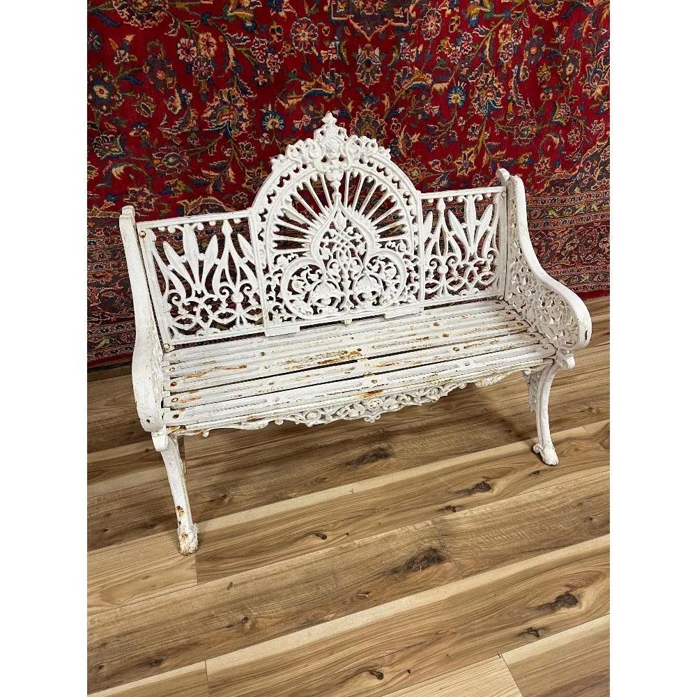 Heavy Antique Cast Iron Garden Bench with Iron Seats. (1 of 5)