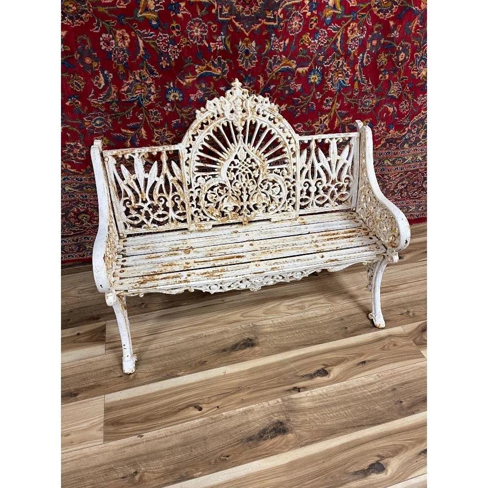 Heavy Antique Cast Iron Garden Bench with Iron Seats. (1 of 4)