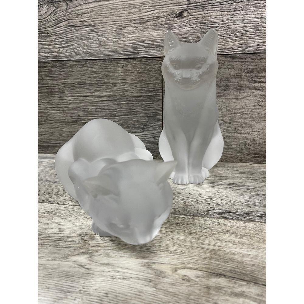 2 Signed Lalique Crystal Cats (1 of 4)