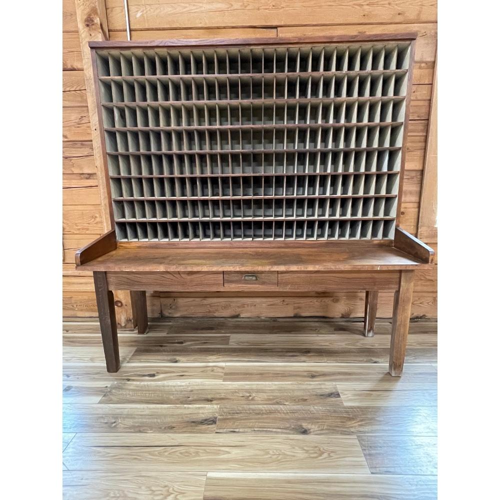 Rare Vintage Oak Post Office Mail Sorting Desk