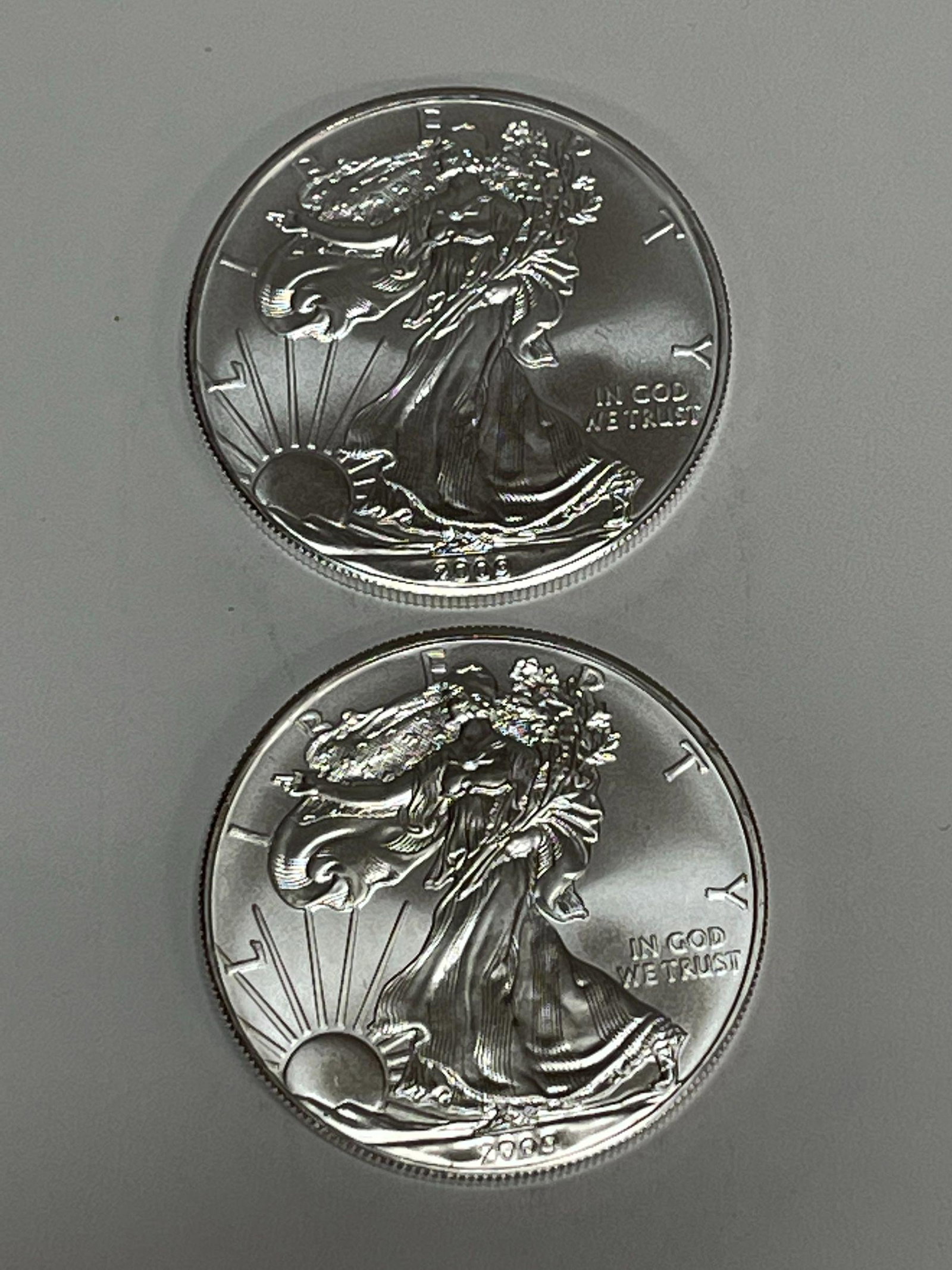 2- 2009 SILVER EAGLES .999 PURE SILVER: 2- 2009 SILVER EAGLES .999 PURE SILVER