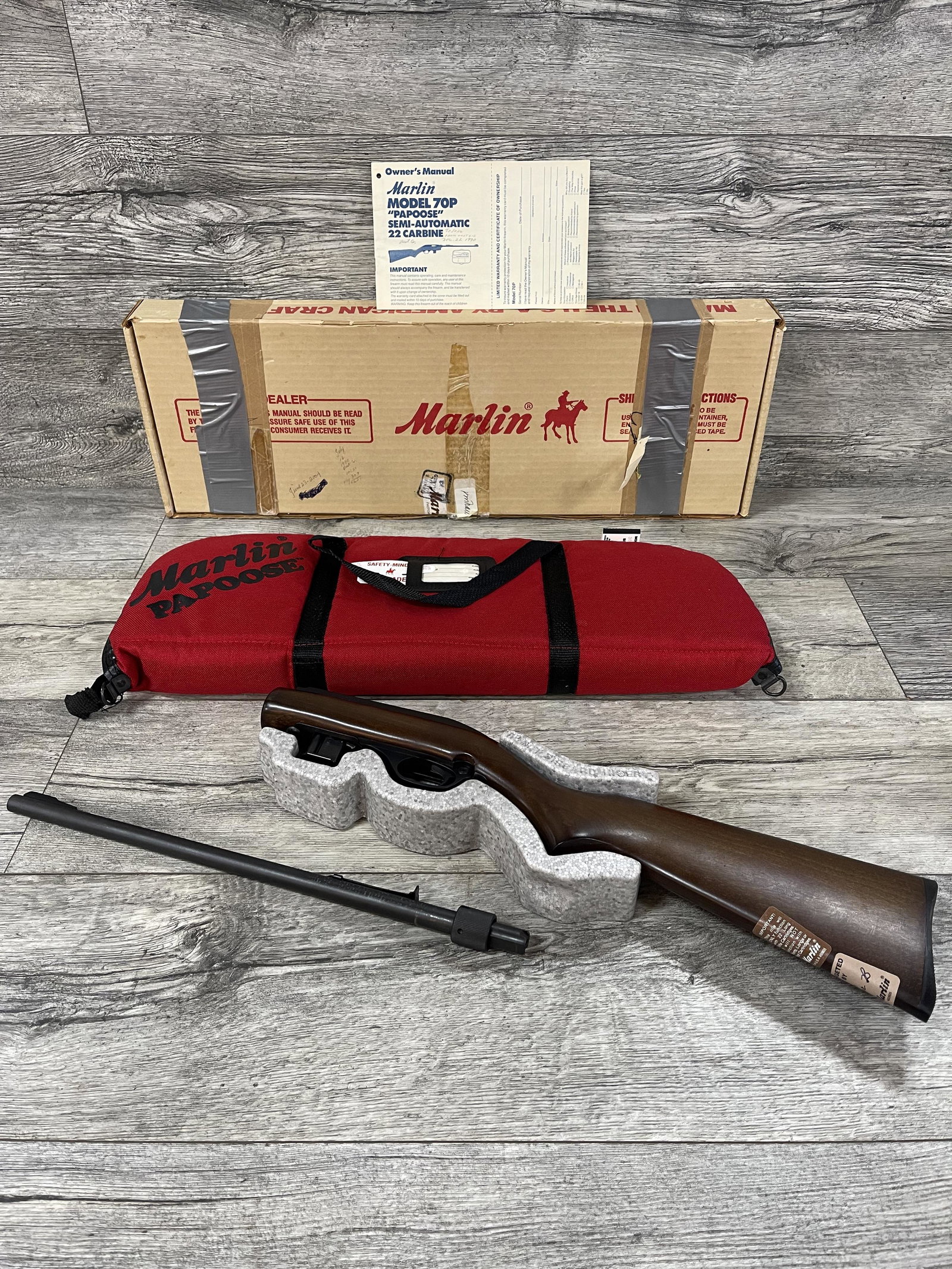 NIB MARLIN MODEL 70 PAPOOSE 22LR TAKE DOWN MODEL: SN# 11260739, WITH SOFT CASE