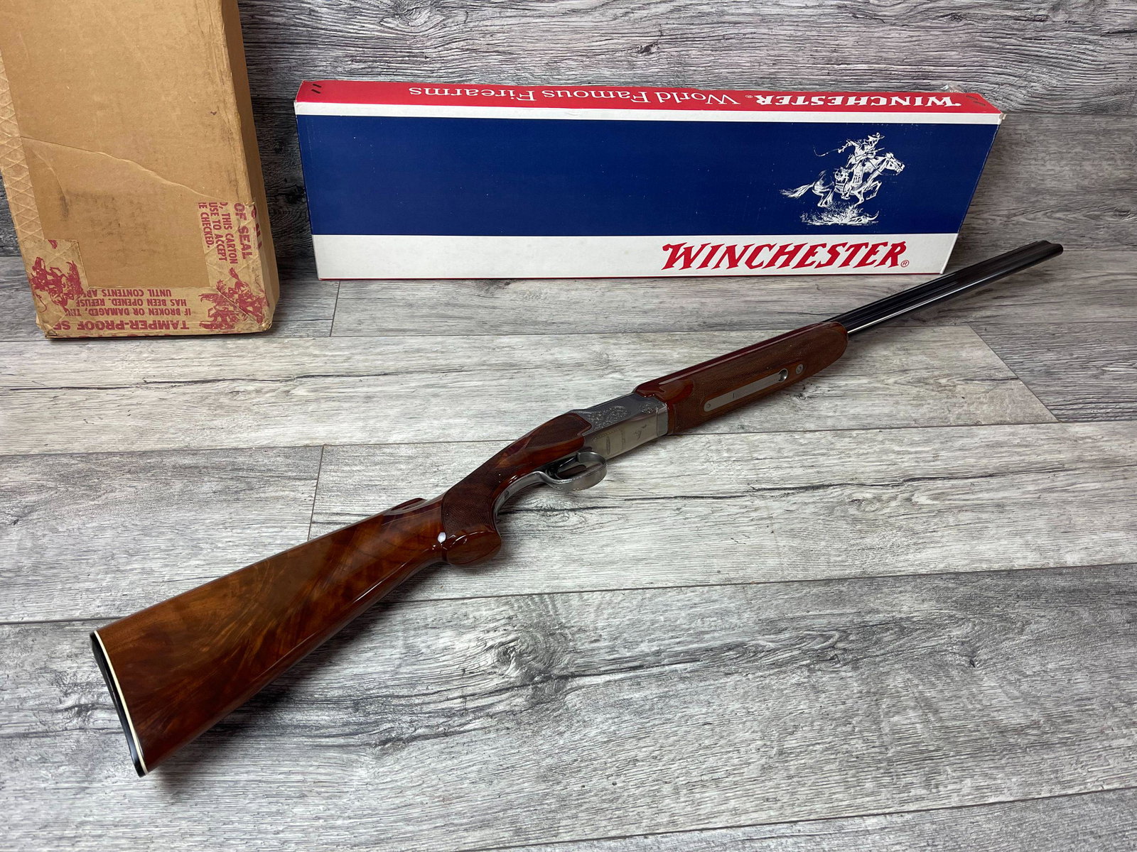 NIB WINCHESTER 101 PIGEON XTR 28 ga.: 28 BARRELS, ROSE AND SCROLL COIN SILVER RECEIVER, SN#PK26774 WITH BOX-UNFIRED