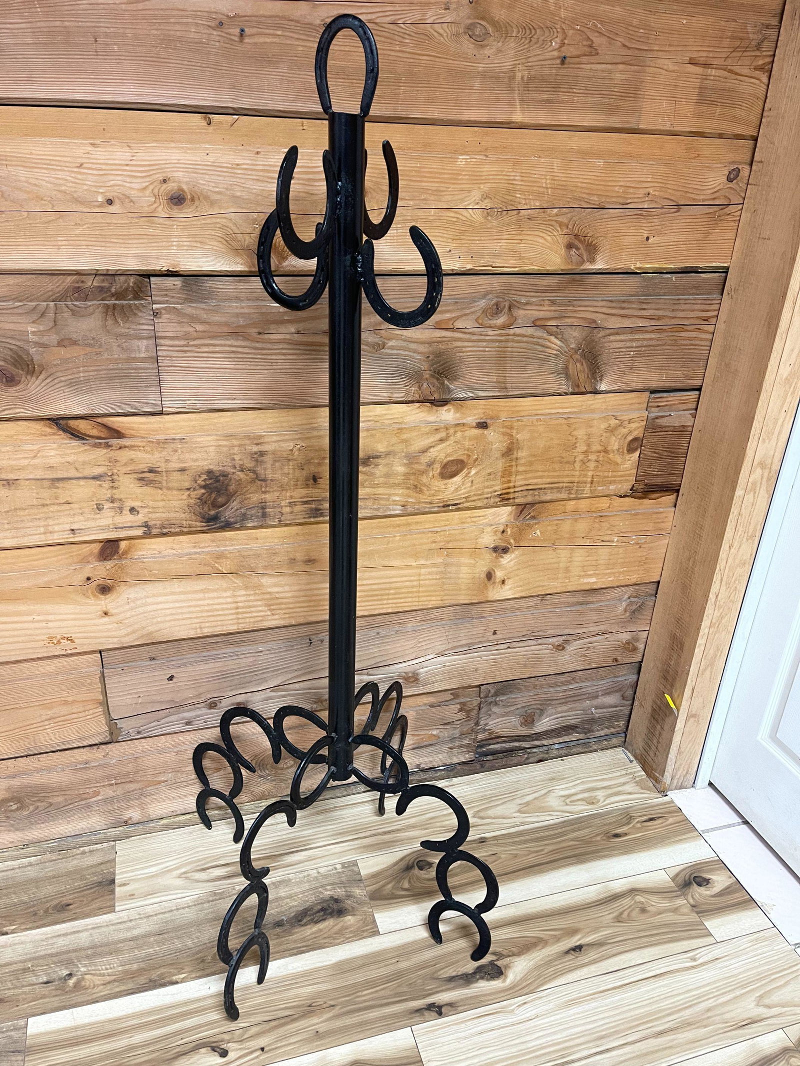 HORSESHOE COAT RACK: ALL IRON CONSTRUCTION, ESTATE FOUND COND. 60 1/2"T