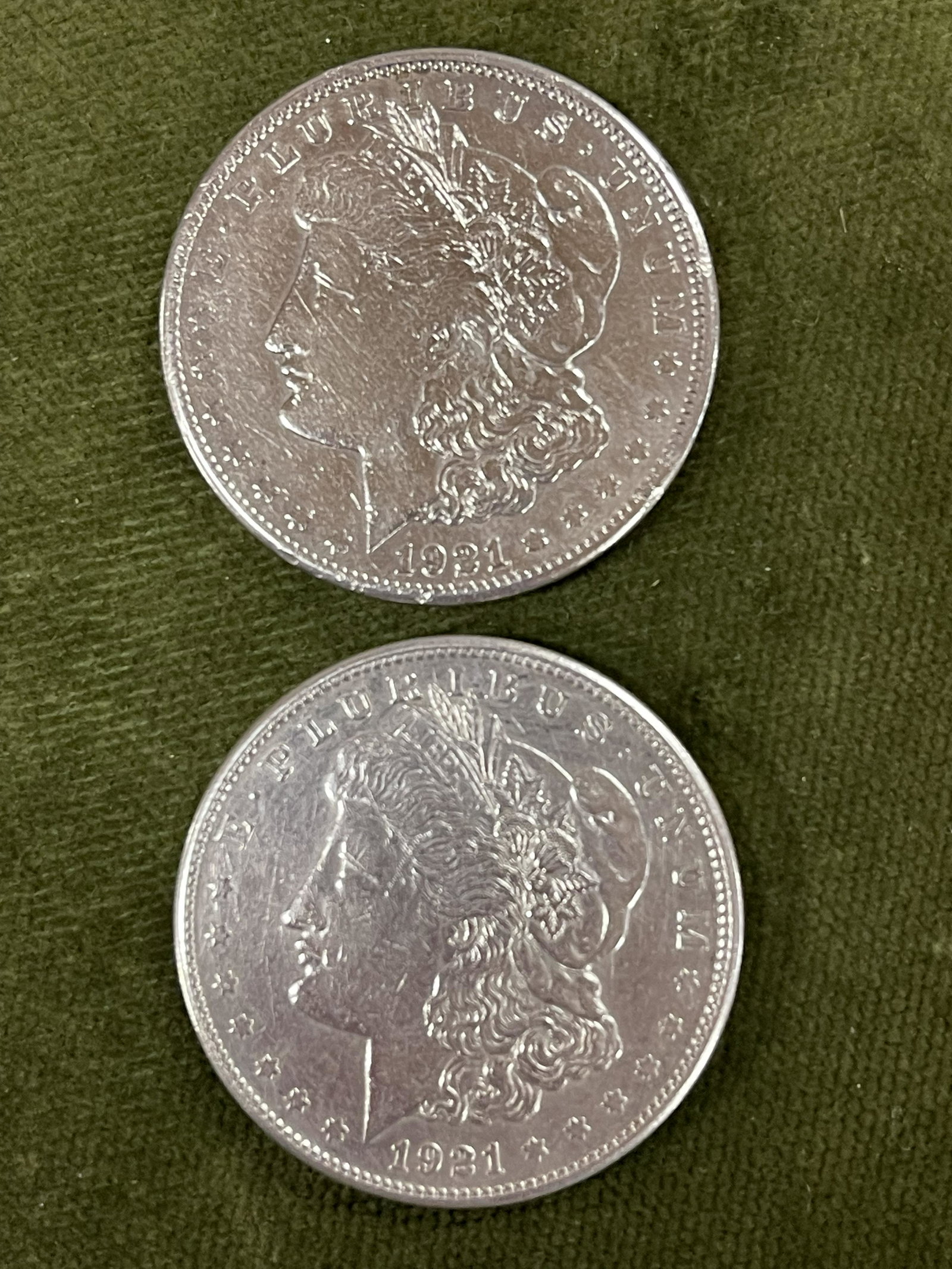 2-1921-S MORGAN DOLLARS: 2-1921-S MORGAN DOLLARS