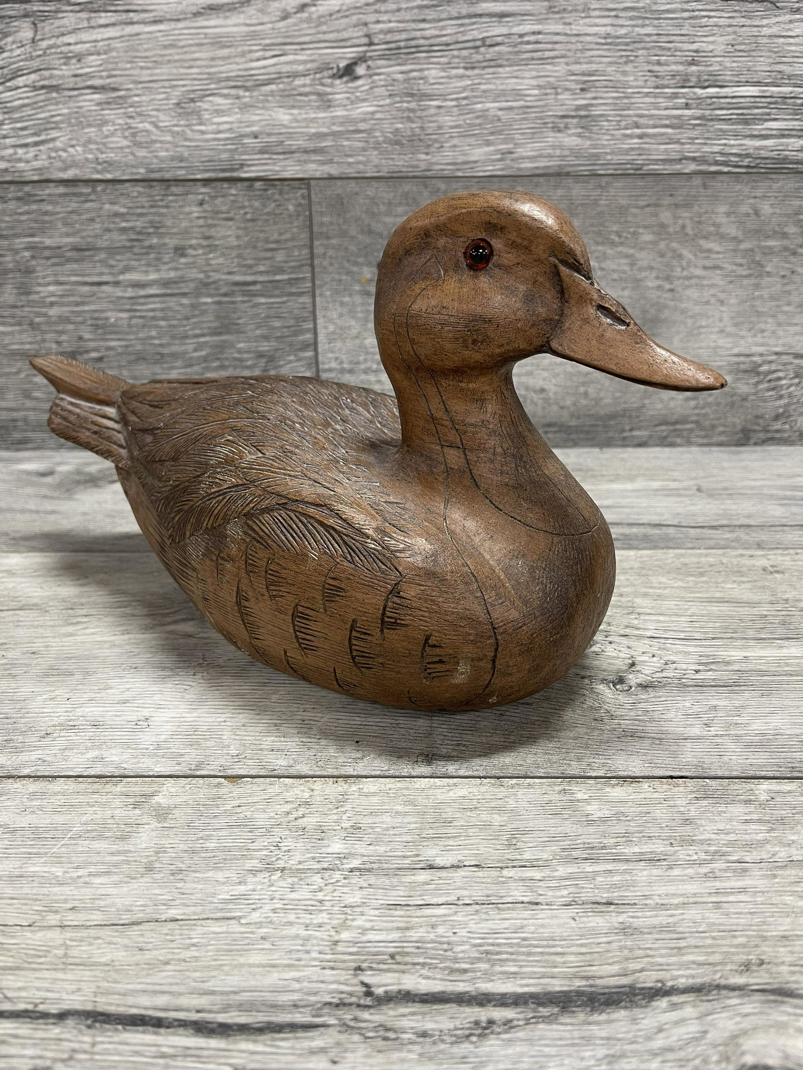 1950'S WOOD DUCK DECOY: GLASS EYES. VERY GOOD CONDITION.
