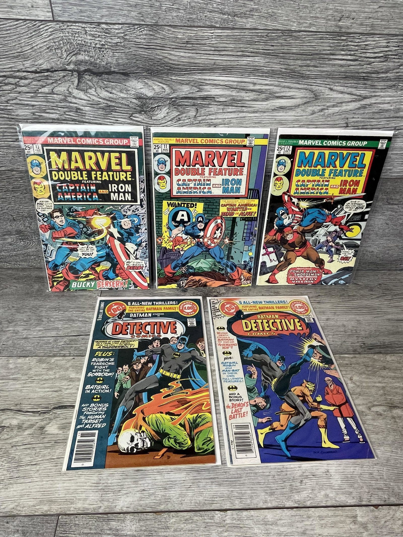LOT OF 5 MARVEL DOUBLE FEATURE: FEATURING CAPTAIN AMERICA AND IRON MAN