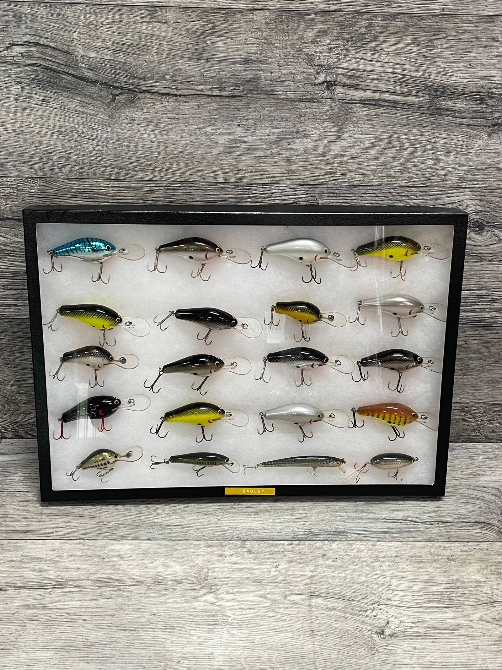 Frame Of 20 Vintage Bagley Fishing Lures Auction