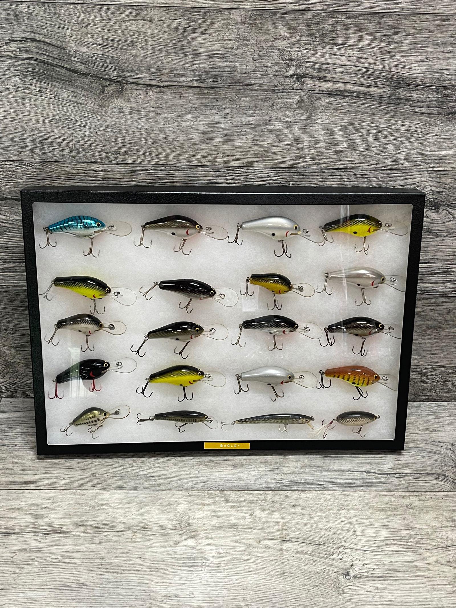 Frame Of 20 Vintage Bagley Fishing Lures Auction