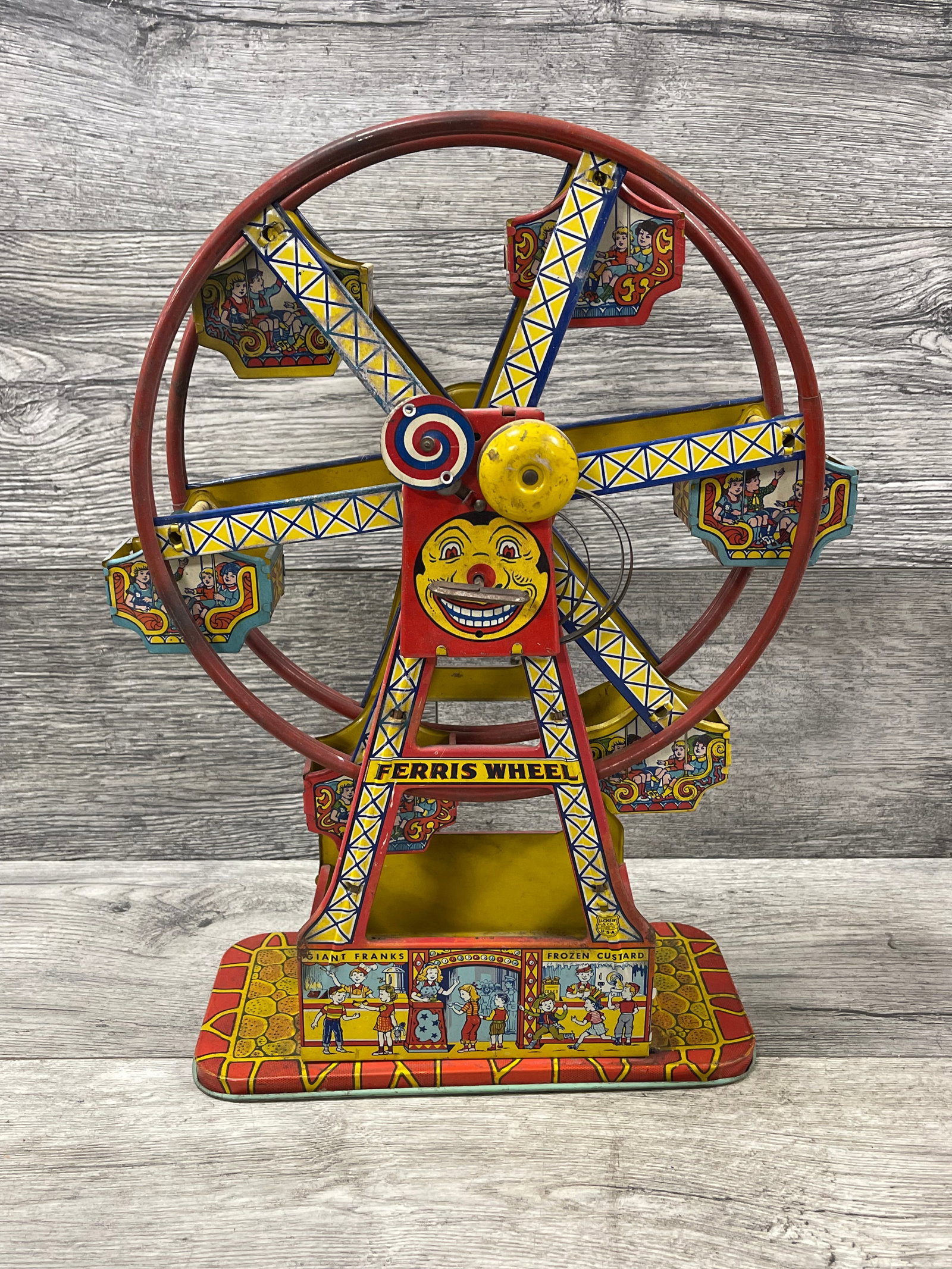 J. CHEIN & CO. HERCULES FERRIS WHEEL: DOES NOT WIND, FOUND CONDITION. 16 1/2"T